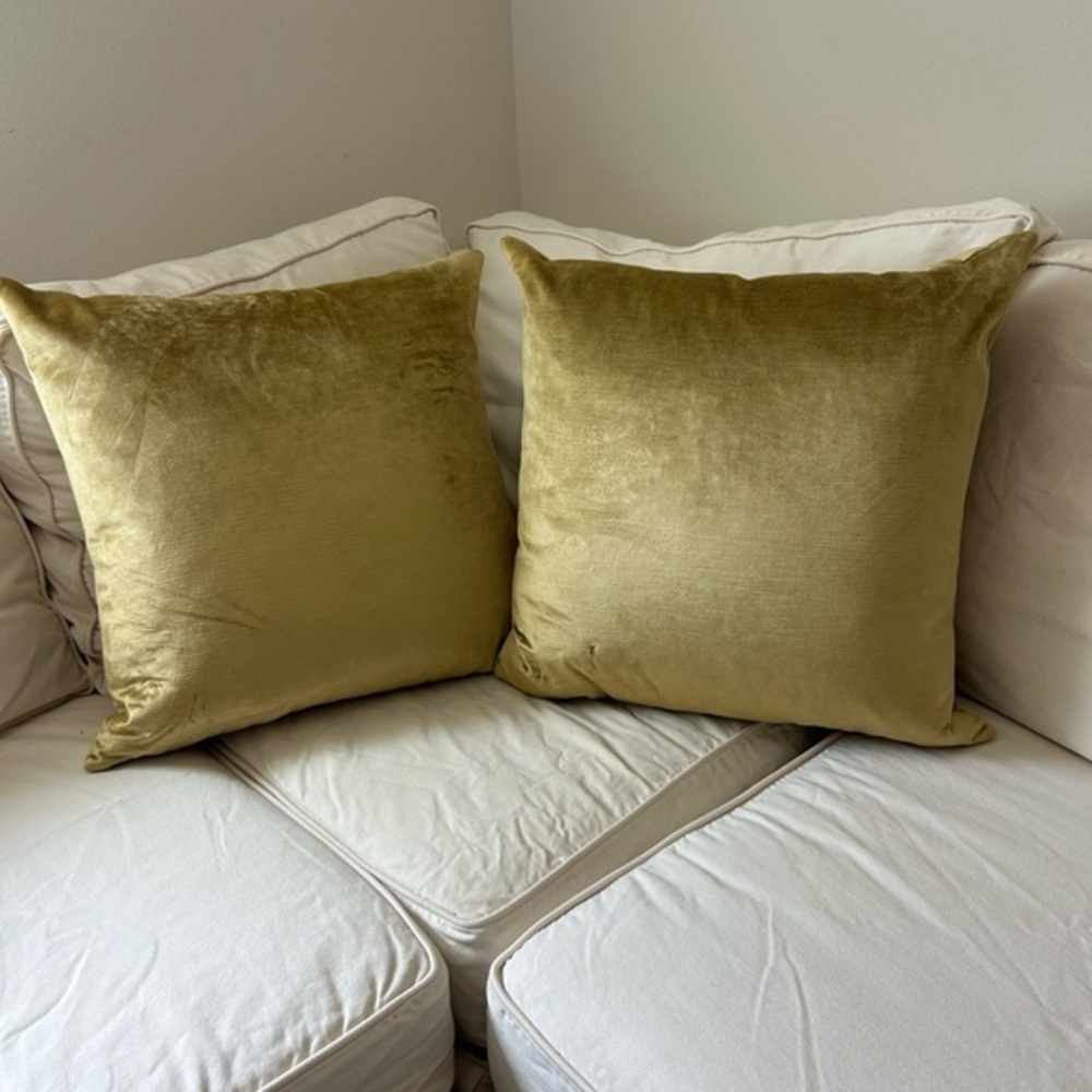 2 restoration hardware gold pillows